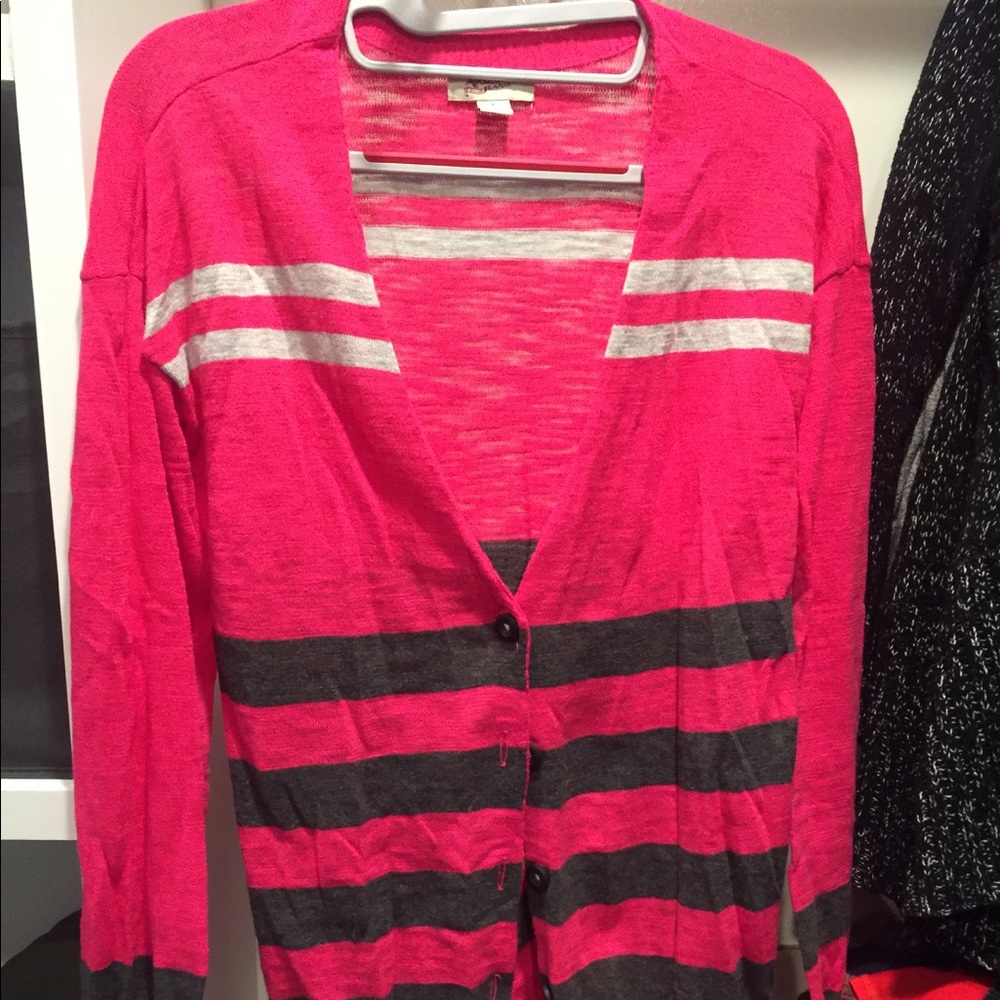 Boyfriend length striped cardigan
